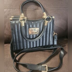 Black Quilted Handbag with Gold Accents. And Can Be Crossbag.  NEW